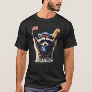 Wilde Vrije Amerikaanse Wasbeer Grappig 4 Juli T-shirt