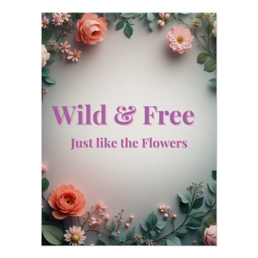 Wilde & Vrije Bloem Lijnkunst | Boho Minimalistis Perfect Poster (Voorkant)