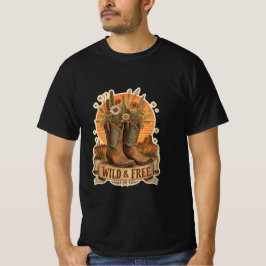 Wilde & Vrije Cowboylaarzen Western Wilde Bloemen  T-shirt