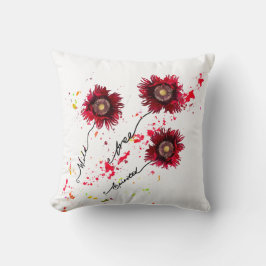 Wilde vrije rode papavers en verfspies kussen