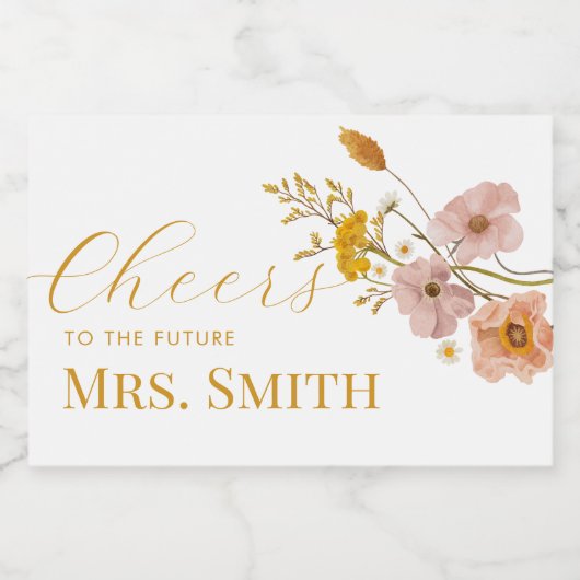 Wilde Vrijgezellenfeest, Boho Flowers Sparkling Wijnetiket (Enkel label)