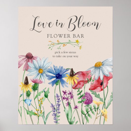 Wilde Vrijgezellenfeest Love in Bloom Flower Bar Poster (Voorkant)