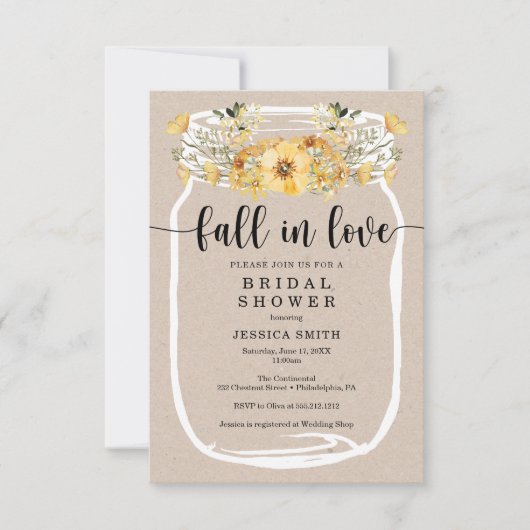 Wilde Vrijgezellenfeest Mason Jar Yellow Kaart (Voorkant)