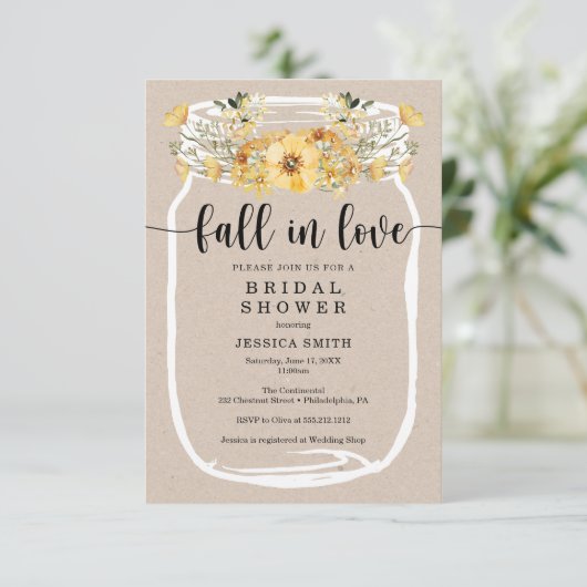 Wilde Vrijgezellenfeest Mason Jar Yellow Kaart (Staand voorkant)