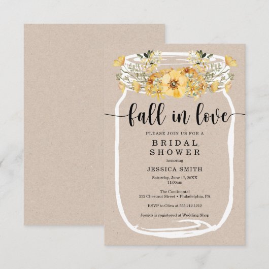 Wilde Vrijgezellenfeest Mason Jar Yellow Kaart (Voorkant / Achterkant)