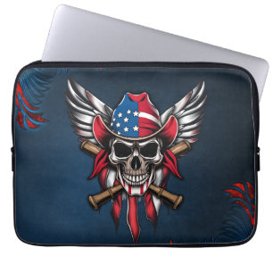 Wilde vrijheid, Amerikaanse schedel met honkbalknu Laptop Sleeve