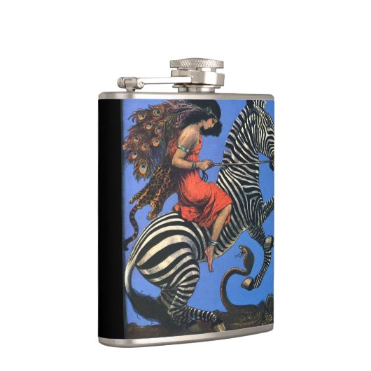 Wilde vrouw rijdt de Zebra erlenmeyer Heupfles (Rechts)