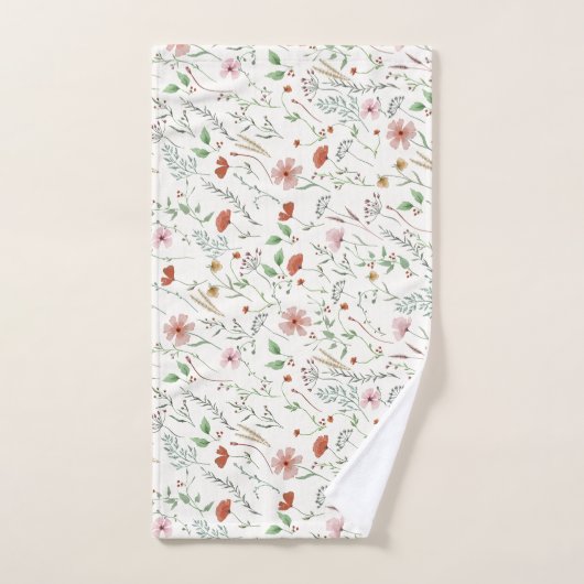 Wilde waterverf boho  bloempatroon bad handdoek (Handdoek)
