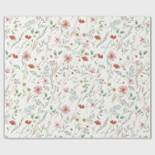 Wilde waterverf boho  bloempatroon cadeaupapier (Vlak)