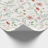 Wilde waterverf boho  bloempatroon cadeaupapier (Hoek)