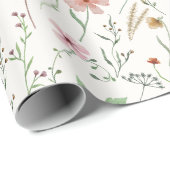 Wilde waterverf boho  bloempatroon cadeaupapier (Rol Hoek)