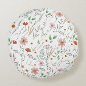Wilde waterverf boho bloempatroon rond kussen (Achterkant)