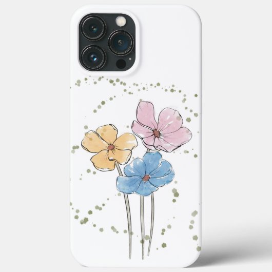 Wilde Waterverf Flowers iPhone 13 Pro Max Hoesje (Achterkant)