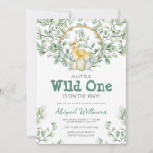 Wilde Waterverf Greenery Chick & Nest Baby shower Kaart (Voorkant)