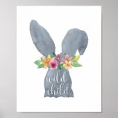 Wilde Waterverf Konijnenkruitenkruitenkruid afdruk Poster (Voorkant)