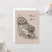 Wilde Waterverf Kunst Natuur, Owl, vogel Kaart (Voorkant / Achterkant in situ)