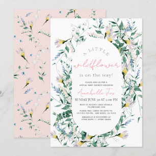 Wilde Waterverf Meisje Virtueel Baby shower Kaart