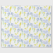 Wilde waterverf met blauwe botanische bruiloft cadeaupapier (Vlak)