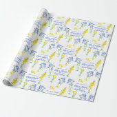 Wilde waterverf met blauwe botanische bruiloft cadeaupapier (Uitgerold)