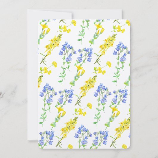 Wilde waterverf met blauwe botanische bruiloft kaart (Achterkant)