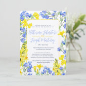 Wilde waterverf met blauwe botanische bruiloft kaart (Staand voorkant)