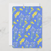 Wilde waterverf met blauwe  botanische bruiloft kaart (Achterkant)