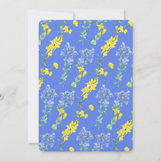 Wilde waterverf met blauwe botanische bruiloft kaart (Achterkant)