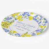 Wilde waterverf met blauwe  botanische bruiloft papieren bordje (Gekanteld)