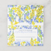 Wilde waterverf met blauwe  botanische bruiloft plaatskaartje (Buitenkant ongevouwen)