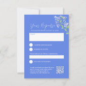 Wilde waterverf met blauwe botanische bruiloft RSVP kaartje (Achterkant)