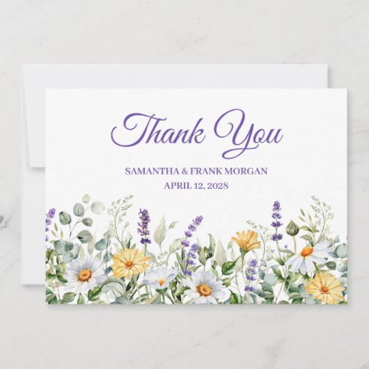 Wilde Waterverf Rand bruiloft Bedankkaart (Voorkant)