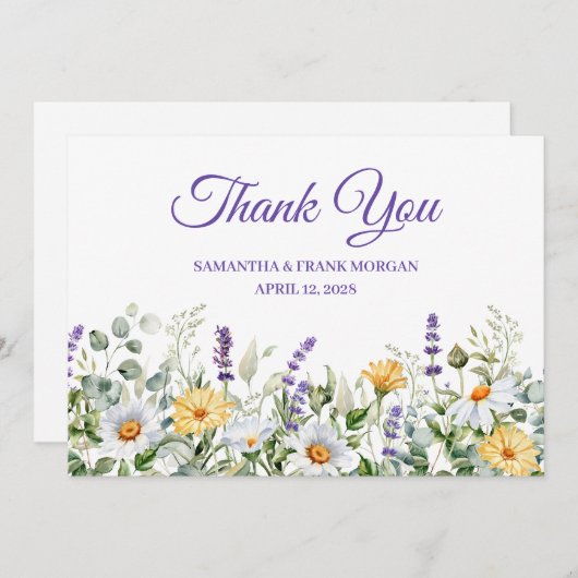 Wilde Waterverf Rand bruiloft Bedankkaart (Voorkant / Achterkant)