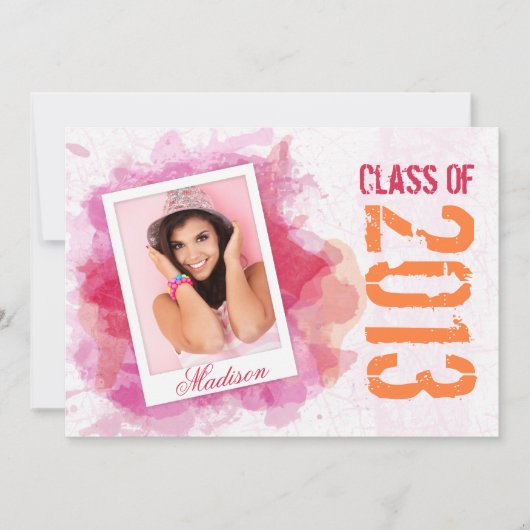 Wilde Waterverf Splash Afstuderen Flat Card Kaart (Voorkant)