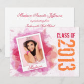 Wilde Waterverf Splash Afstuderen Flat Card Kaart (Voorkant / Achterkant)