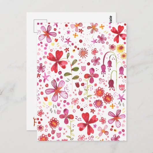 Wilde Waterverf van de Bloem Briefkaart (Voorkant / Achterkant)