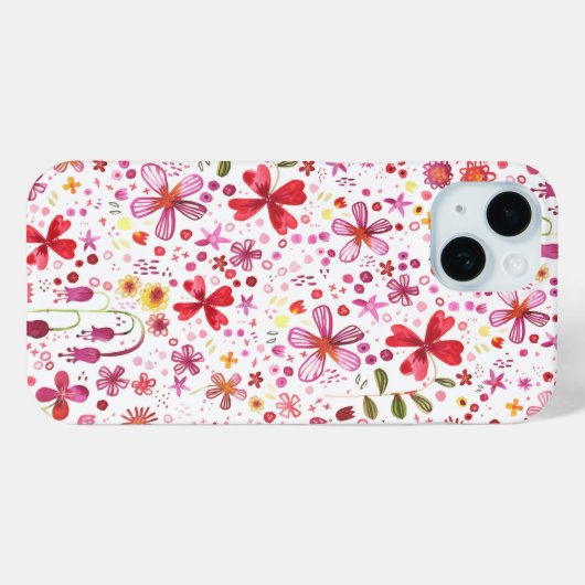Wilde Waterverf van de Bloem Case-Mate iPhone Case (Achterkant (horizontaal))