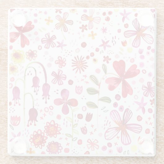 Wilde Waterverf van de Bloem Glazen Onderzetter (Achterkant)