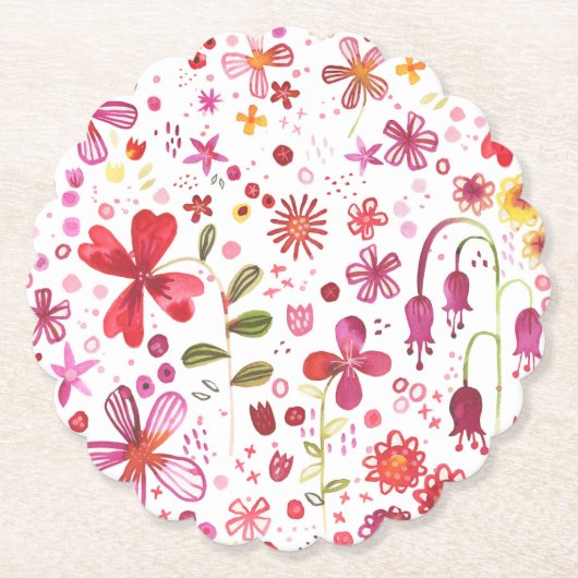 Wilde Waterverf van de Bloem Kartonnen Onderzetters (Voorkant)