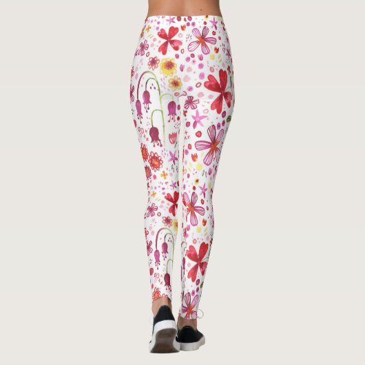 Wilde Waterverf van de Bloem Leggings (Achterkant)