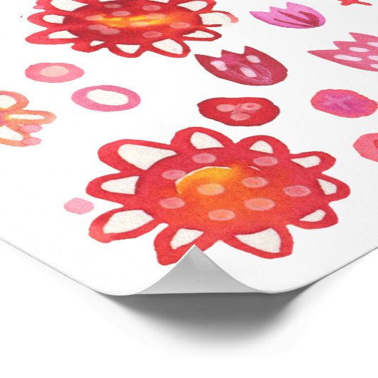 Wilde Waterverf van de Bloem Poster (Hoek)