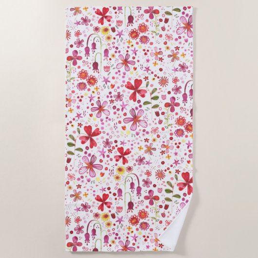 Wilde Waterverf van de Bloem Strandlaken (Voorkant)