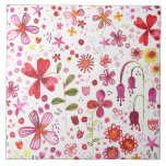 Wilde Waterverf van de Bloem Tegeltje<br><div class="desc">Heldere en gelukkige waterverf wilde bloem en bladeren schilderij van een moedwillig overgeteelde tuin. Ideaal voor tuinders,  natuur liefhebbers en bloemisten.</div>