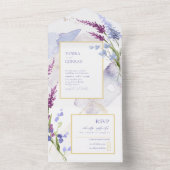 Wilde Waterverf van het huwelijk Peri ID954 All In One Uitnodiging (Binnen)