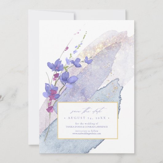 Wilde Waterverf van het huwelijk Peri ID954 Save The Date (Voorkant)