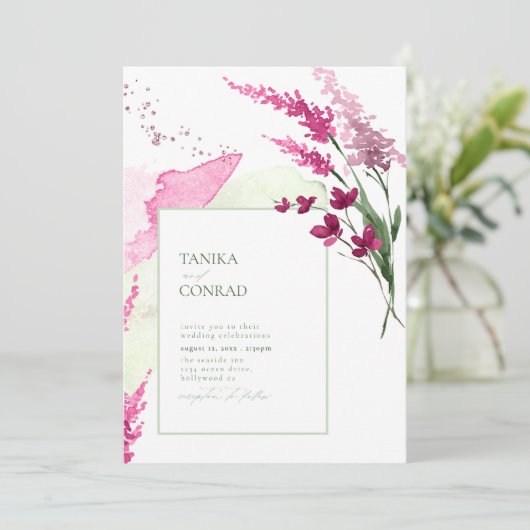 Wilde Waterverf voor bruiloft Fuchsia ID954 (Staand voorkant)