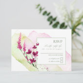 Wilde Waterverf voor bruiloft Fuchsia ID954 RSVP Kaartje (Staand voorkant)