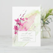 Wilde Waterverf voor bruiloft Fuchsia ID954 Save The Date (Staand voorkant)