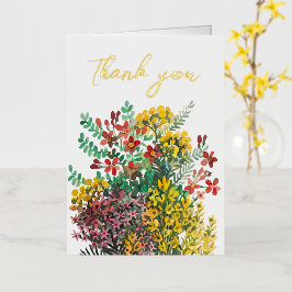 Wilde weide bloemen bedankkaart folie wenskaart
