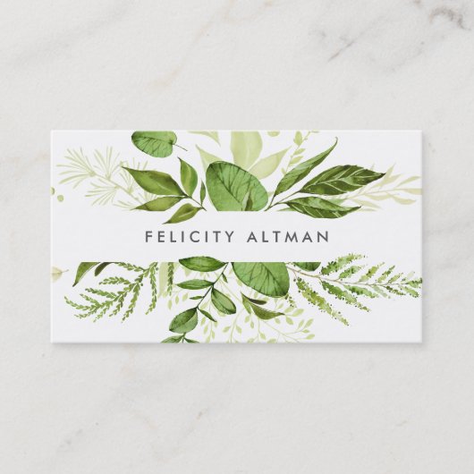 Wilde weide | Groene Waterverf Botanische QR Code Visitekaartje (Voorkant)