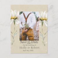 Wilde Weide Madeliefjes Kraft Save the Date Foto 
